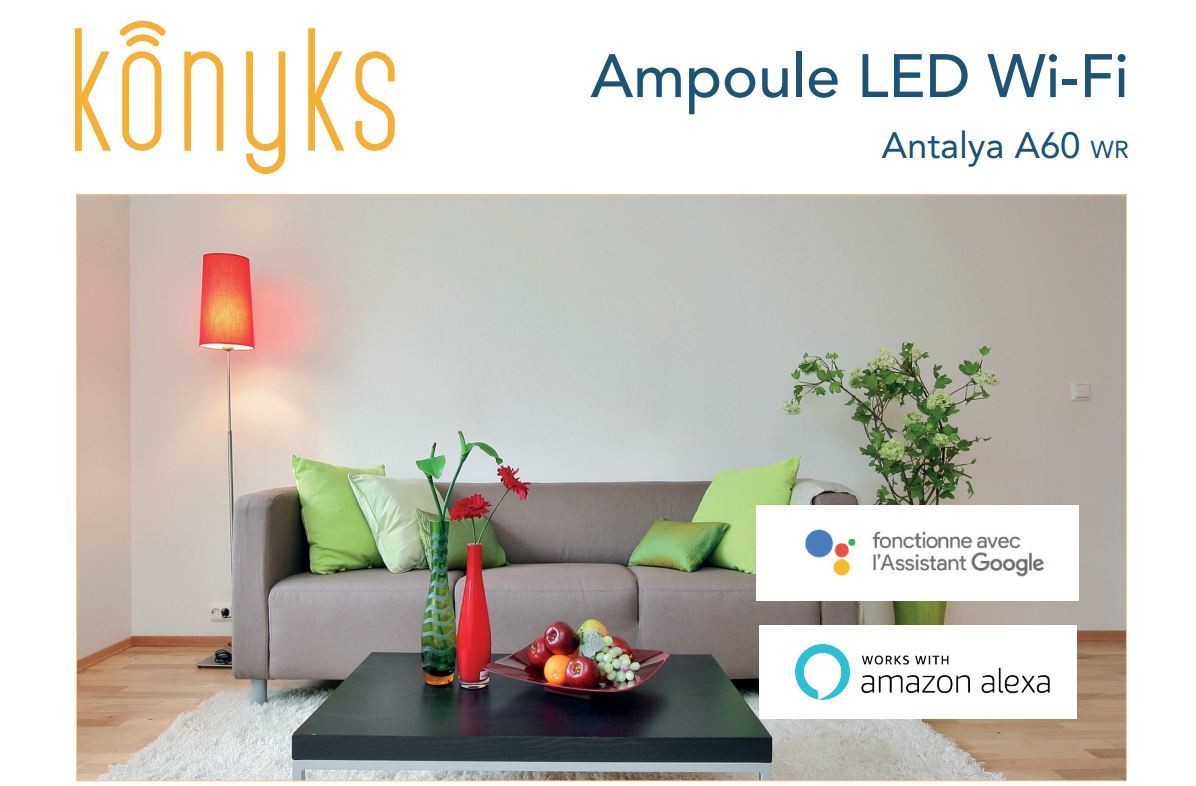 Ampoule connectée Antalya A60/E27 WiFi RGB + W 800 Lumens 8,5W