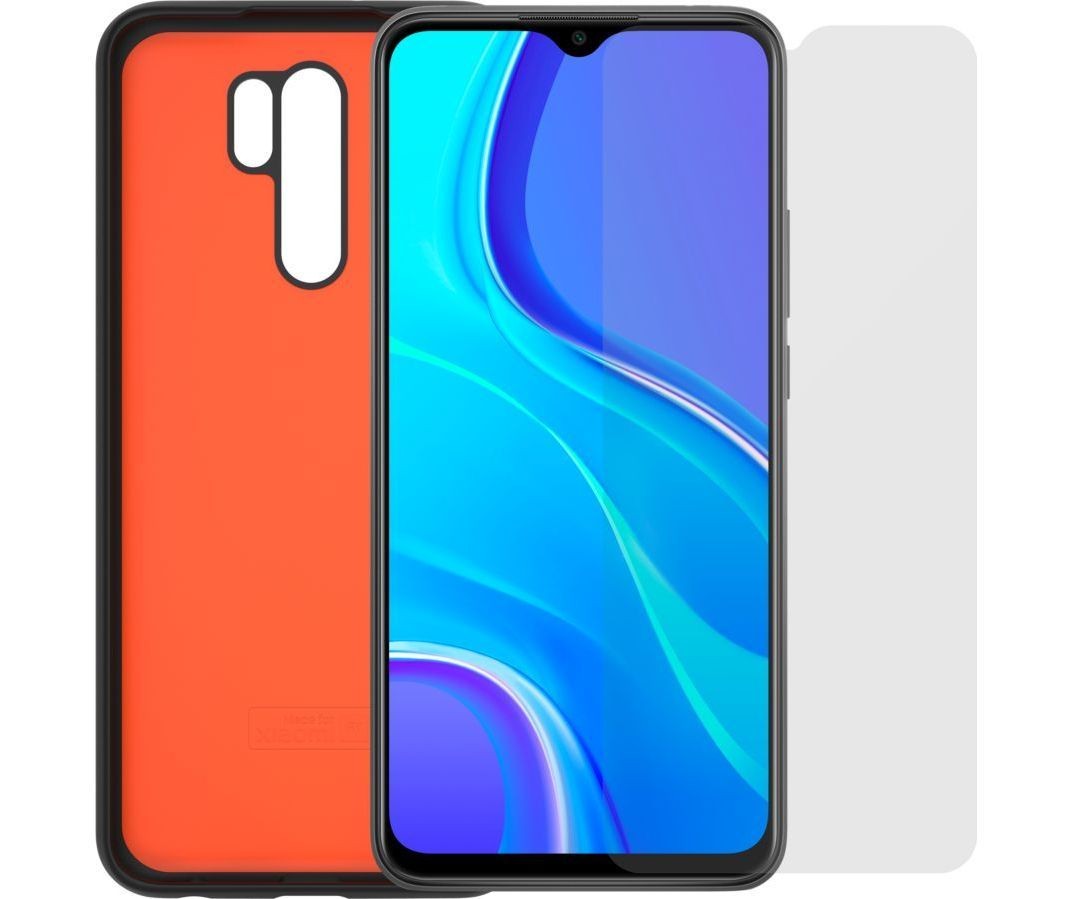 Pack Coque TPU + Verre trempé pour REDMI 9 Noir