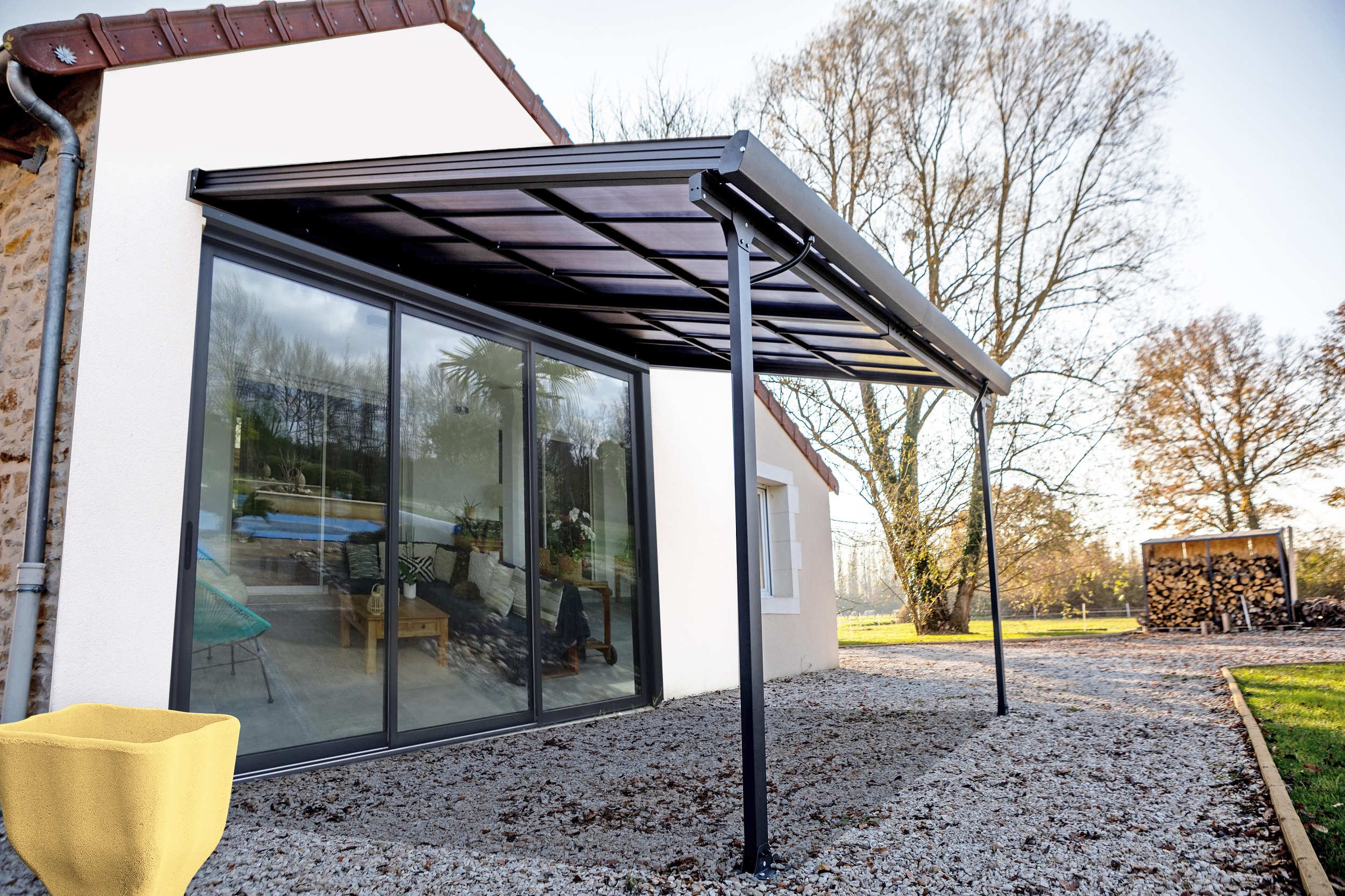 Toit terrasse Aluminium avec toit amovible en Polycarbonate de 6 mm