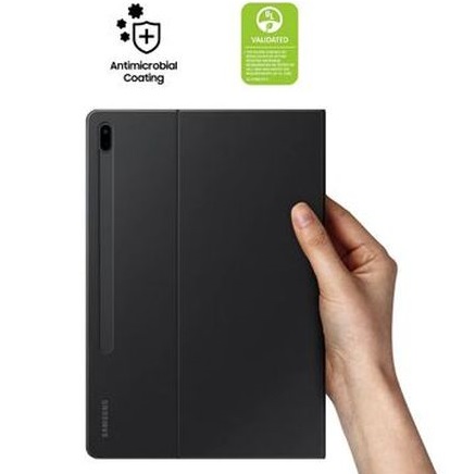 Samsung Book Cover Galaxy Tab S7+ / S7+ Lite - Noir revetement antimicrobien