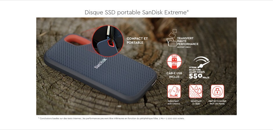 SanDisk Extreme Portable SSD 500 Go 