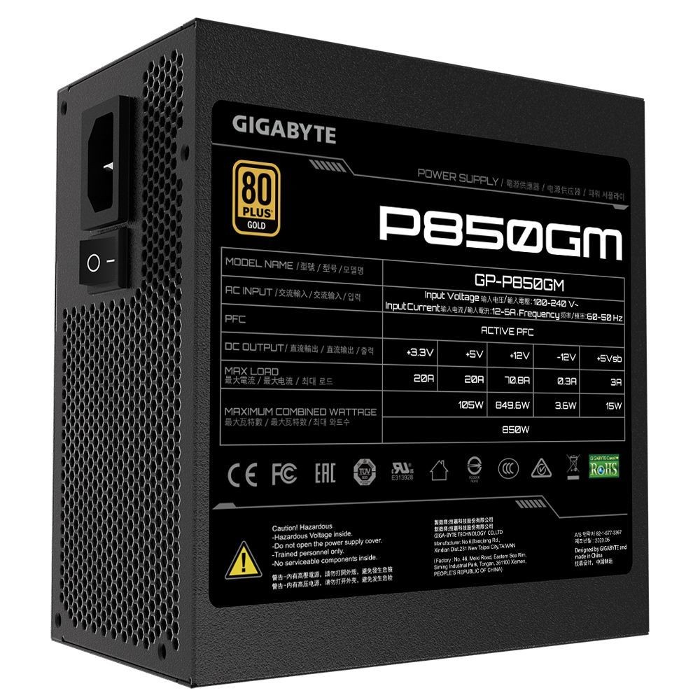 Bloc d’alimentation GP-P850GM 850 W 80 Plus Gold Gigabyte