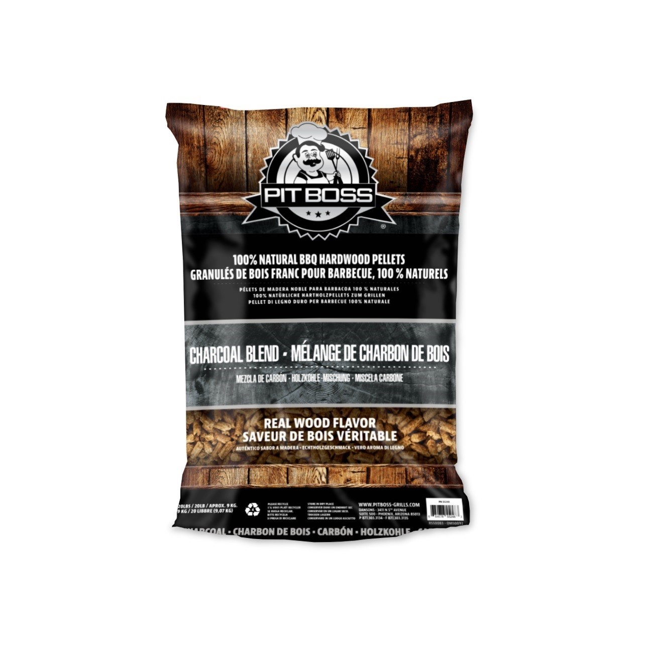 Lot de 3 sacs de pellets Pit Boss 9 kg - Charcoal