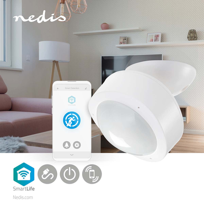 Nedis Capteur de Mouvement Intelligent Wi-Fi - Blanc commande 

vocale par amazon alexa et google home