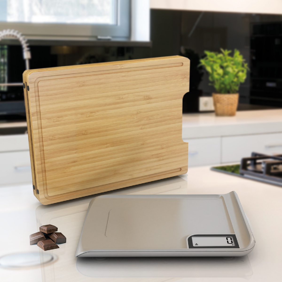 balance chef 5 trio usb planche a decouper en bambou ambiance