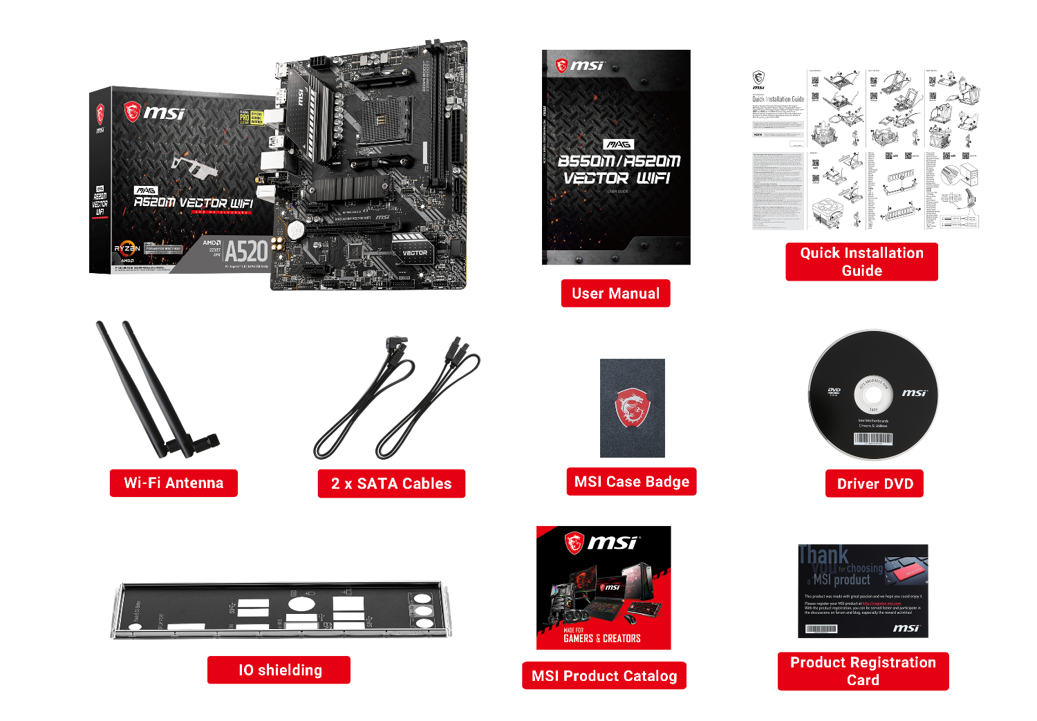 Carte mère AMD MAG A520M Vector WiFi MSI