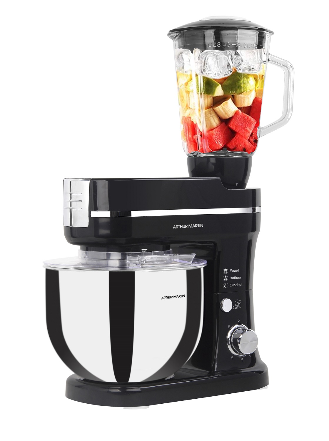 Robot Pâtissier 1200W bol 5L + Blender en verre 1.5L