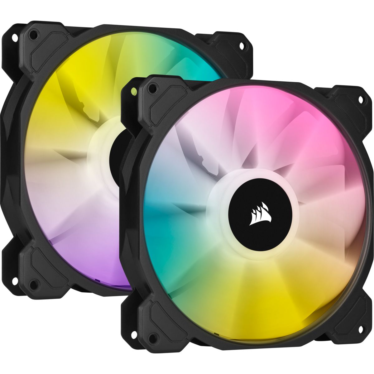 Deux ventilateurs PWM 140mm iCUE SP140 RGB ELITE Performance avec Lighting Node CORE