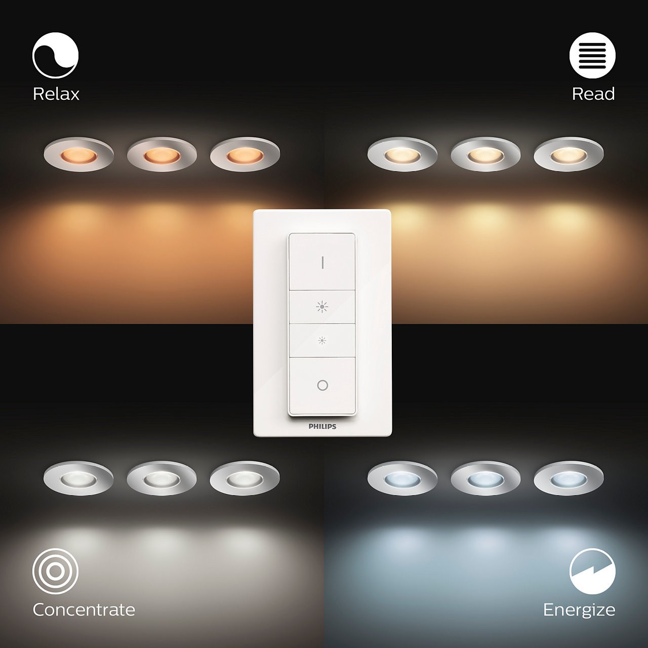 White Ambiance ADORE Kit de 3 spots encastrés 3x5W - Chrome (télécommande incluse)