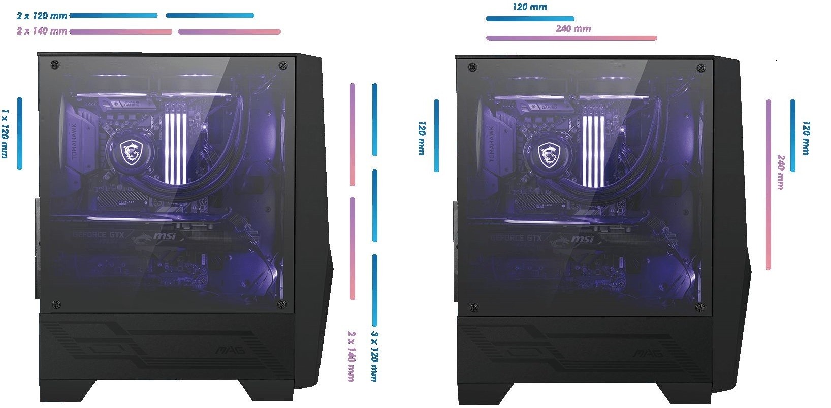 MAG FORCE 100R - Tour Midi - Noir - RGB - Verre trempé