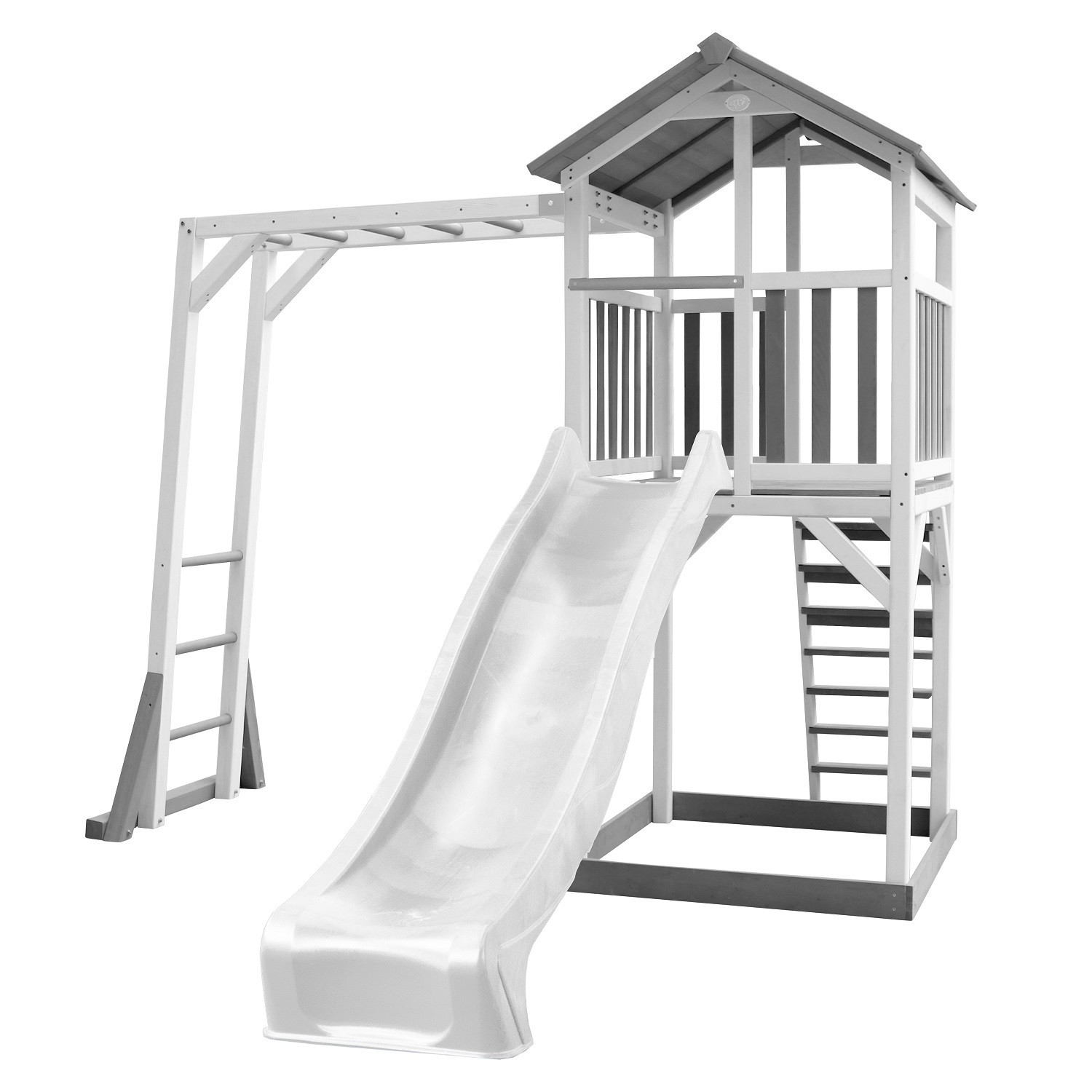 Beach Tower et structure de jeu blanc/gris - avec toboggan blanc