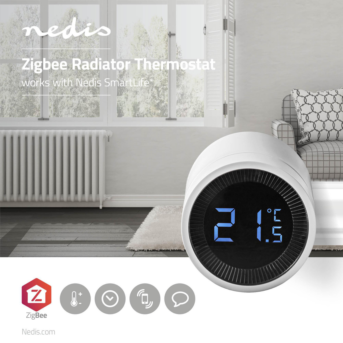 controle de radiateur nedis blanc width=