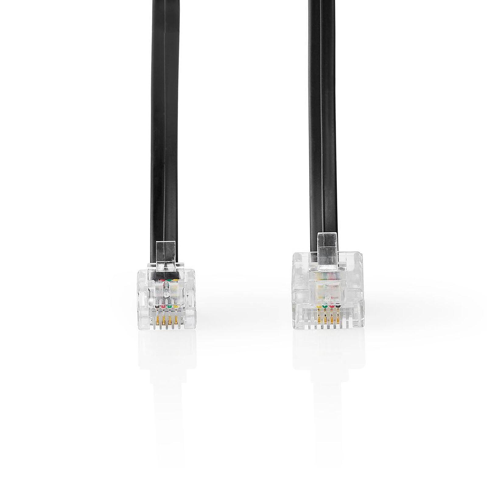 Câble Téléphonique RJ11 Mâle-mâle, 1 Mètre - Pour Téléphone Fixe, Fax, Modem - Blanc - Rallonge Pour Maison Ou Bureau