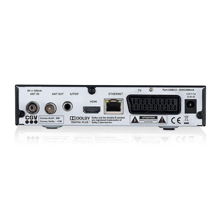 Récepteur-enregistreur TNT Full HD E-ETIMO - Fonction Enregistrement USB, DVB-T2 H.265, Dolby Digital