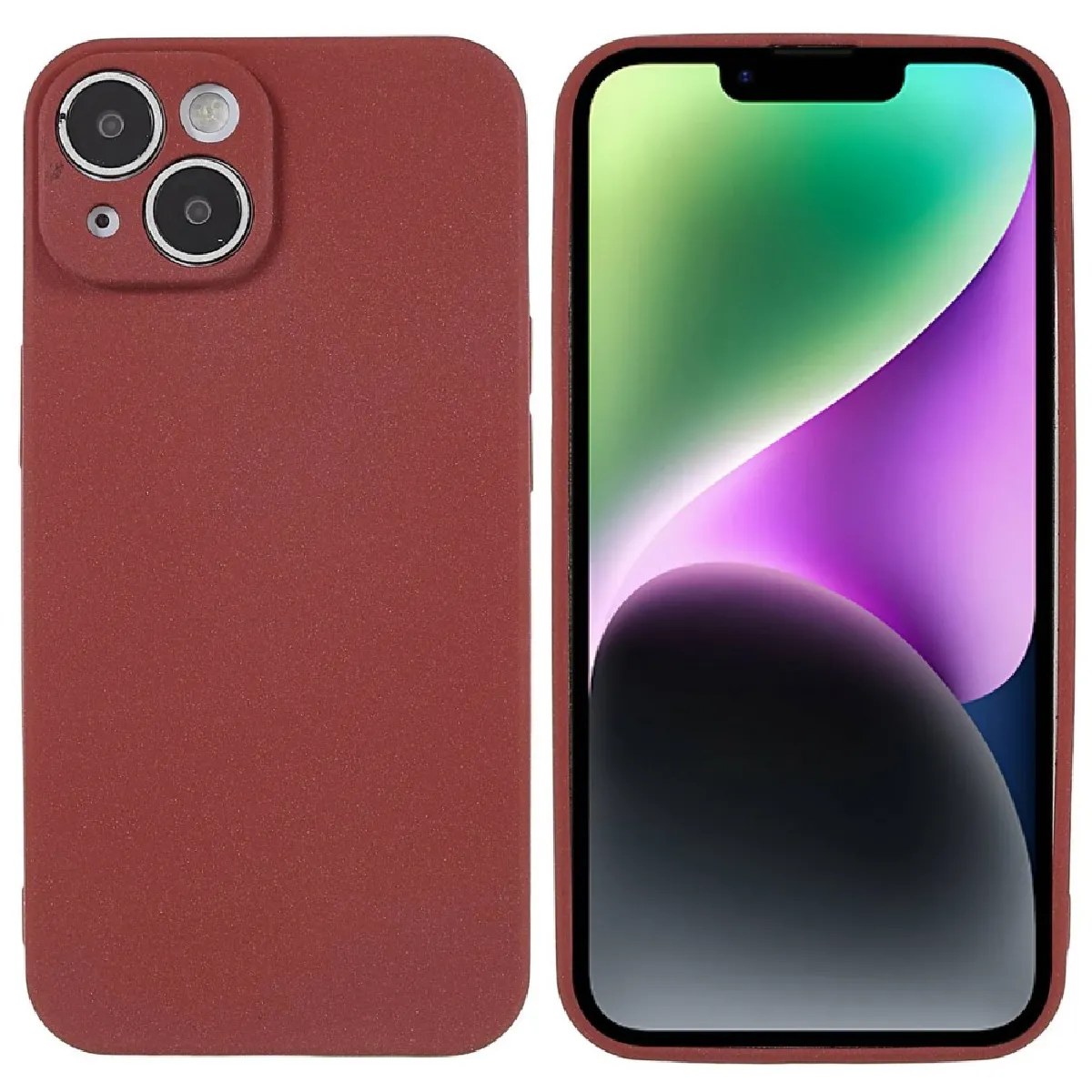 Coque en TPU mat, anti-empreintes digitales, anti-rayures pour votre iPhone 14 Plus - rouge vin