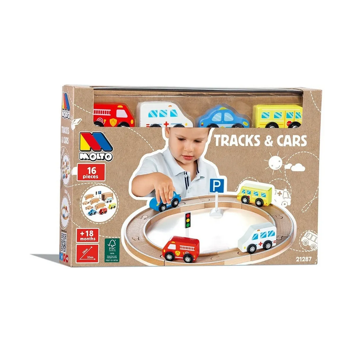 Jeu de Véhicules Moltó Tracks and Cars 16 Pièces