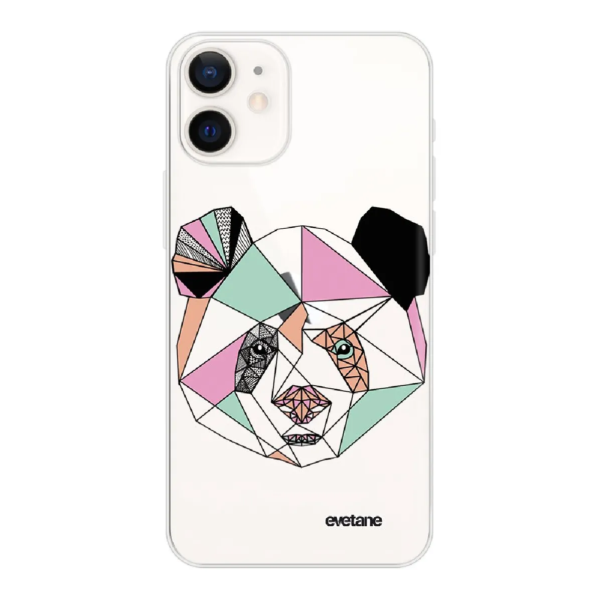 Coque iPhone 12 mini souple transparente Panda Outline Motif Ecriture Tendance Evetane