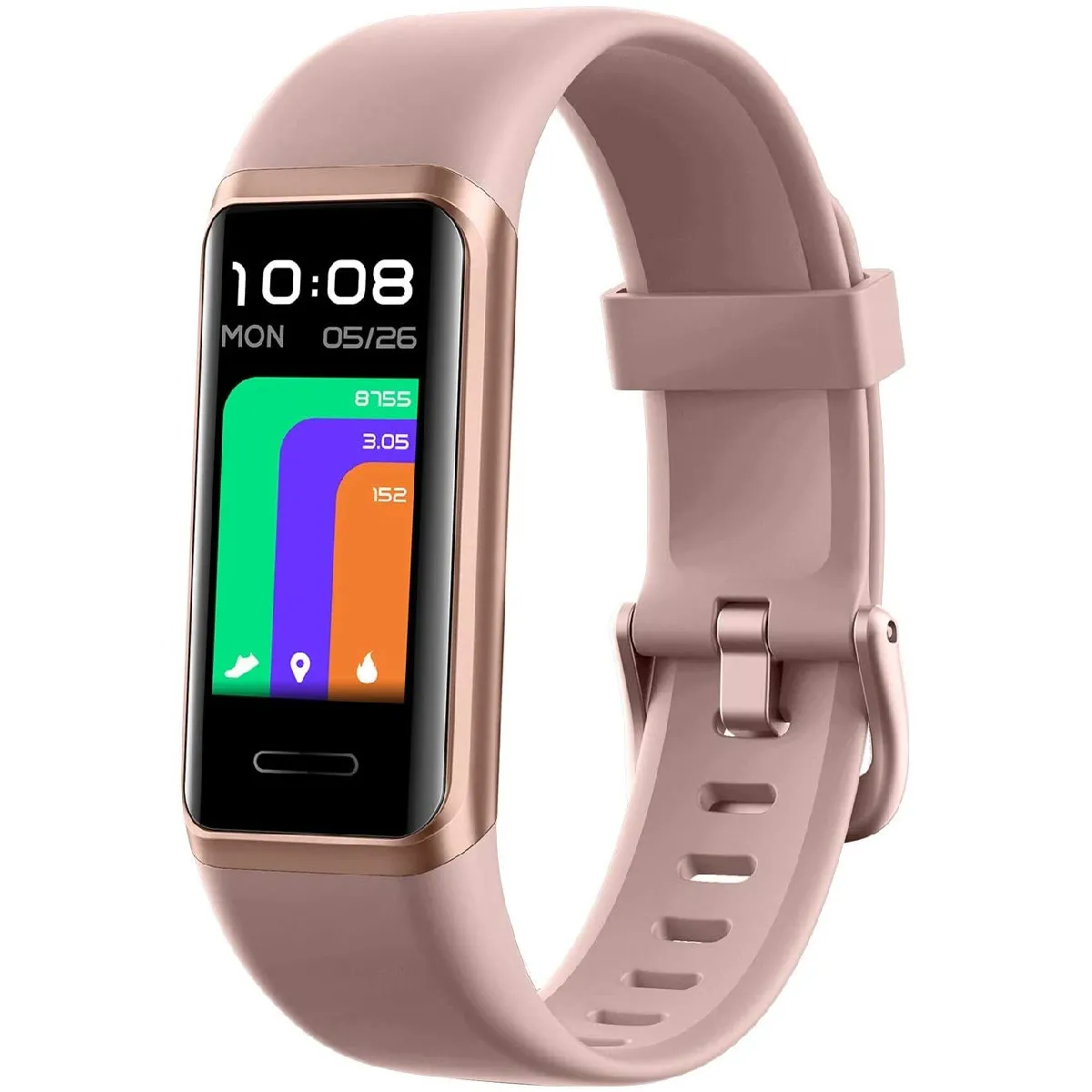 Montre Connectée Femmes Hommes DOOGEE DG Band Montre Connectée Alexa, Oxymetre Cardiofrequencemètre Montre Connectée Etanche 6ATM Montre Sport Podometre Calories Sommeil Stress pour Android iOS,Rose