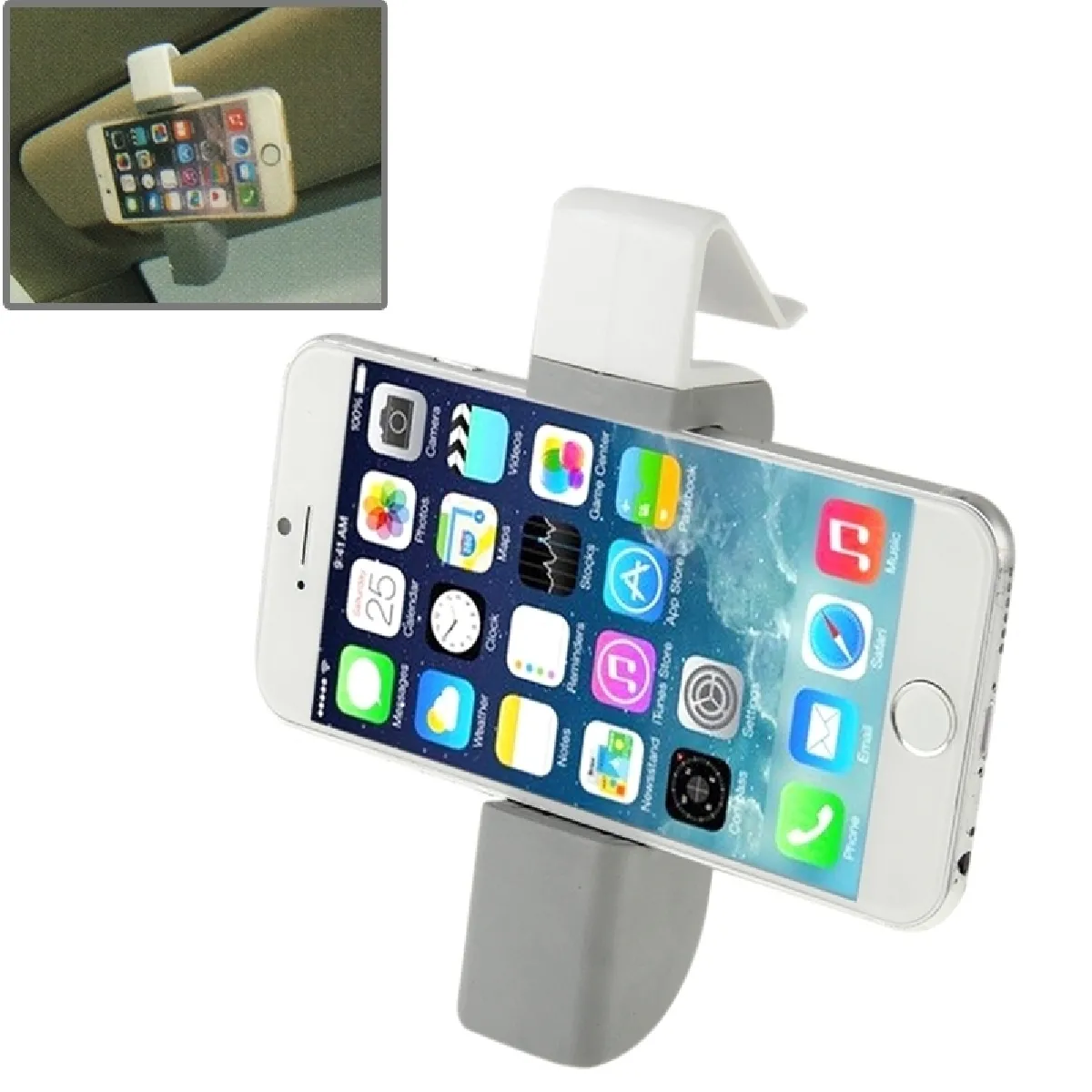 Support Holder gris et blanc pour iPhone 6 6 plus, 5 5C 5S, Samsung Galaxy S6 / S5 / S IV, Sony, Nokia, Huawei, Lenovo + universel de de téléphone de ventilation d'air de voiture