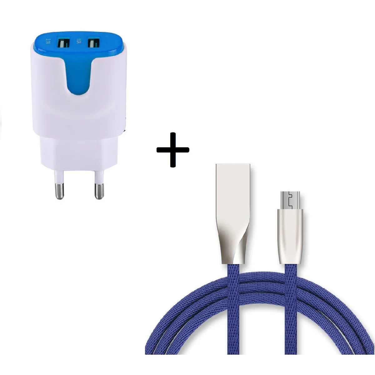 Pack Chargeur Micro-USB pour AMAZON Fire HD 8 (Cable Fast Charge + Double Prise Secteur Couleur USB) Android