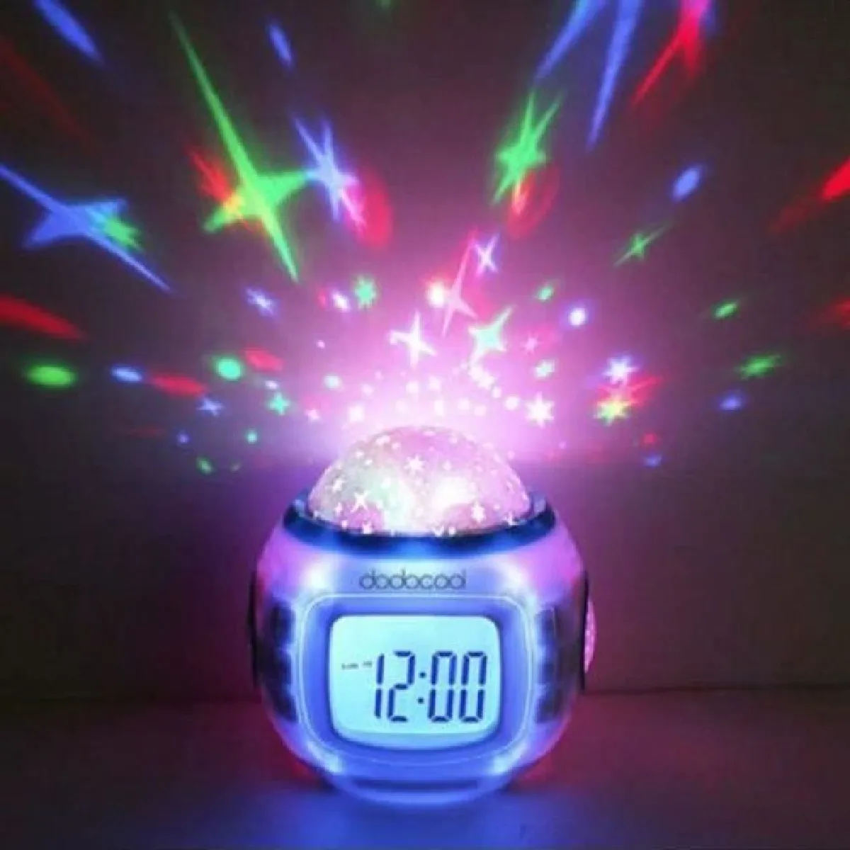 Projecteur Radio Réveil étoile LED LCD Alarm Musique Thermomètre Pr Cateau Noël Ciel étoilé LED reveil pour les enfants