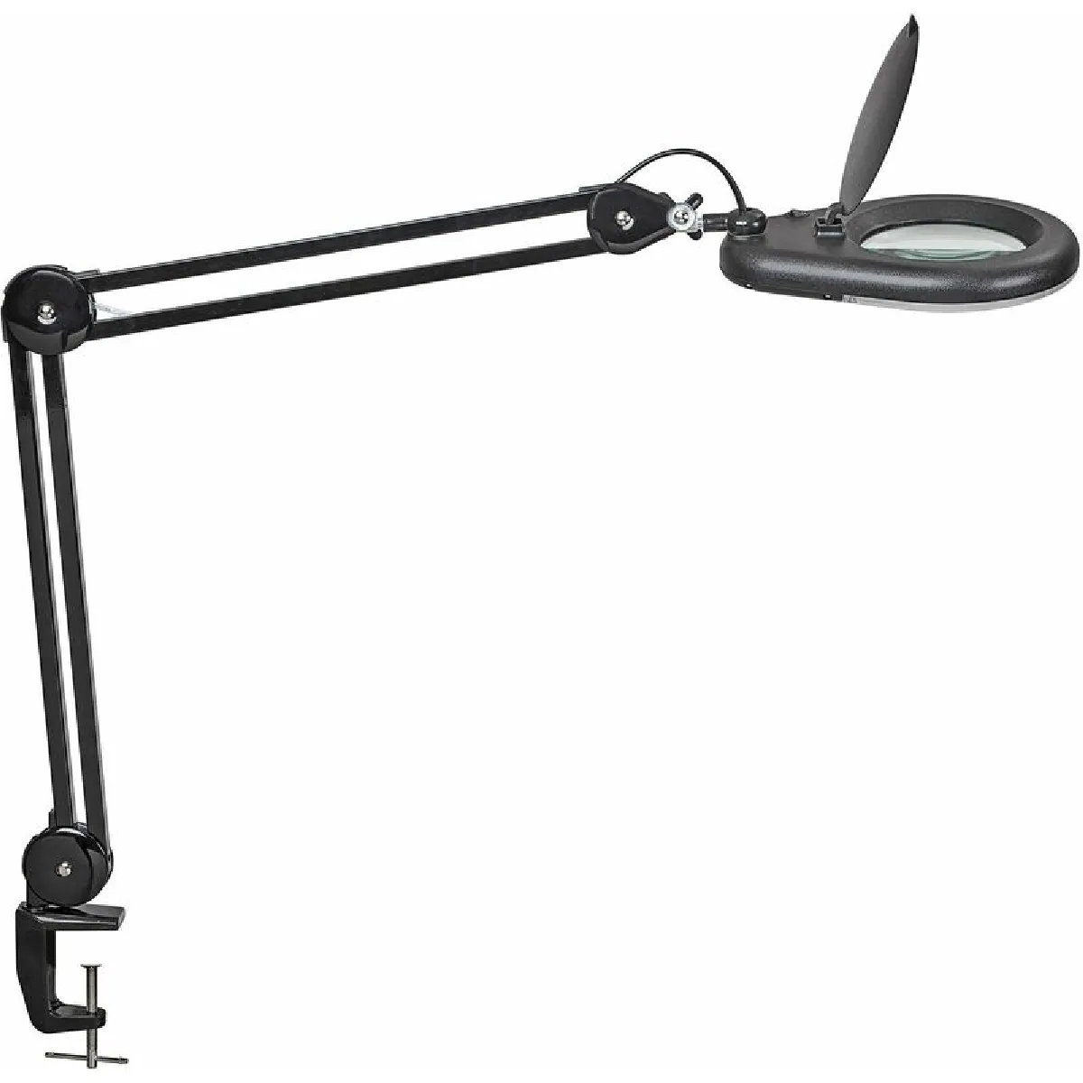 Éclairage à loupe à LED lunette 127 mm (5 po.) Pince de table noir avec cache t