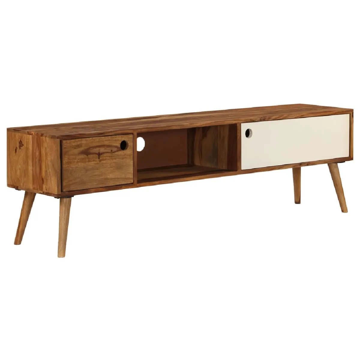 Meuble télé buffet tv télévision design pratique 140 cm bois solide de sesham 2502071/2