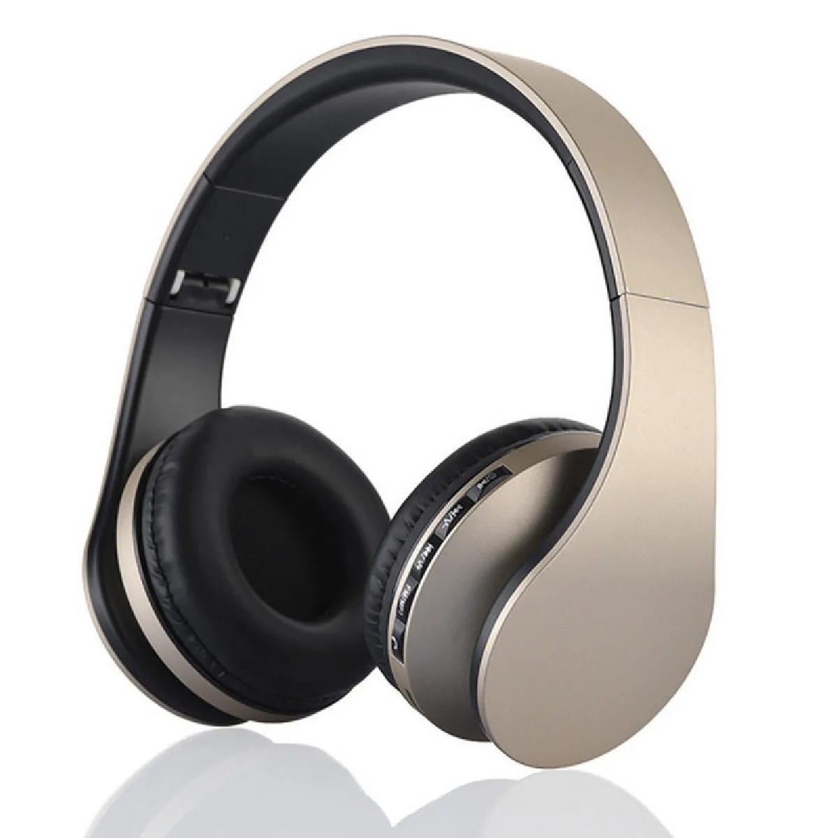 Casque Bluetooth sans fil sur l'oreille, casque stéréo Hi-Fi Rydohi avec basses profondes, modes pliables et légers, micro filaire et sans fil intégré pour téléphones portables, télévision, PC et voyages(Or)