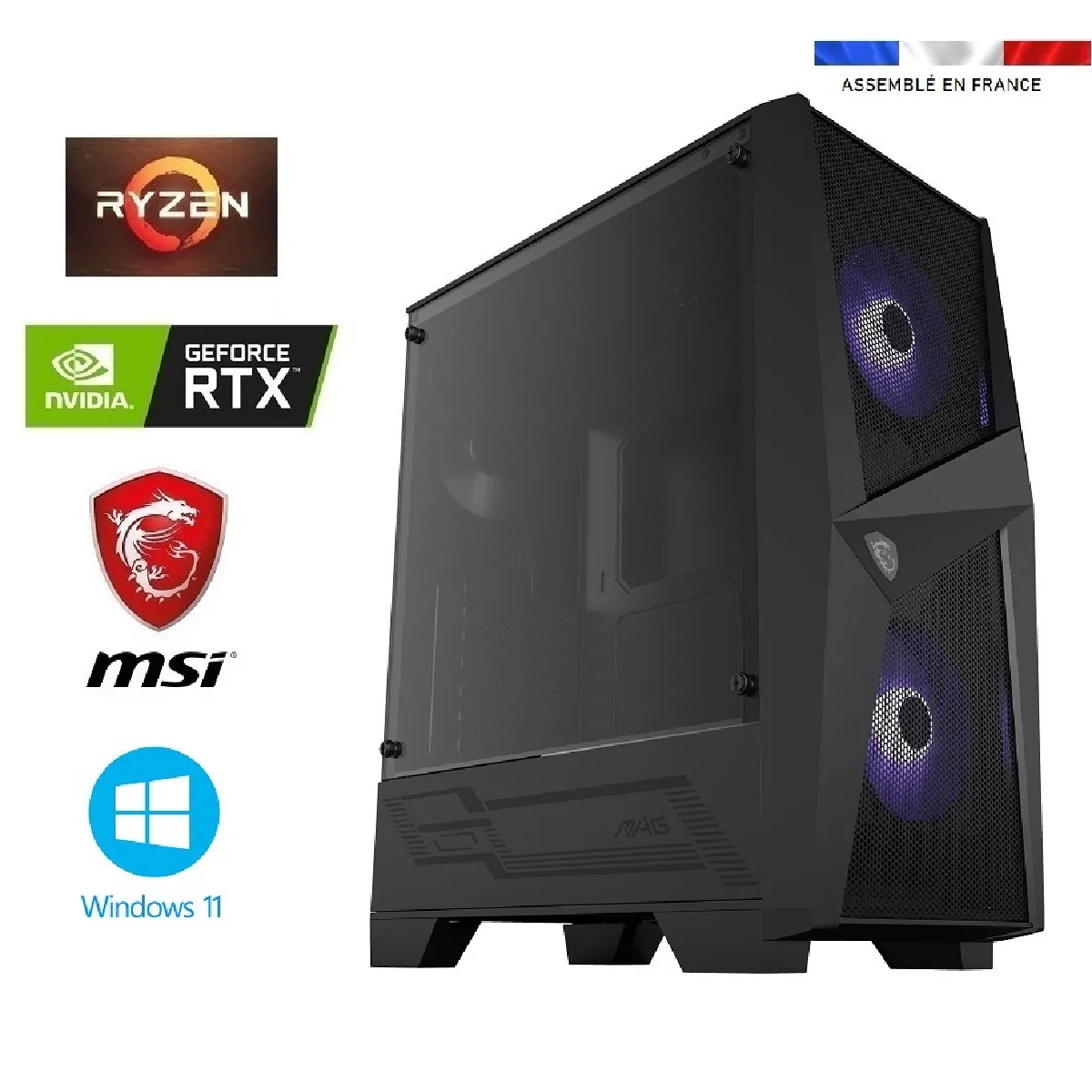 PC Gamer Ryzen 9 5900X - RTX 4060Ti 8GO MSI VENTUS 2X - 32GO RAM - SSD 1To + HDD 4To - MSI Mag Forge 100R - Windows 11