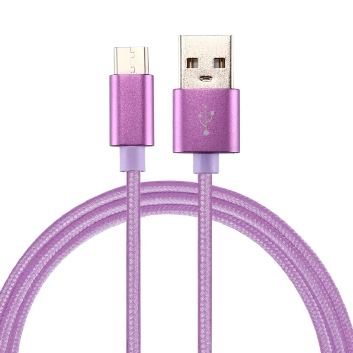 Câble Violet pour Samsung Galaxy S8 et S8 + / LG G6 / Huawei P10 P10 Plus / Oneplus 5 / Xiaomi Mi6 Max 2 / autres Smartphones Tricot Texture USB vers USB-C / Type-C de chargement de synchronisation de données, longueur de câble: 2 m,