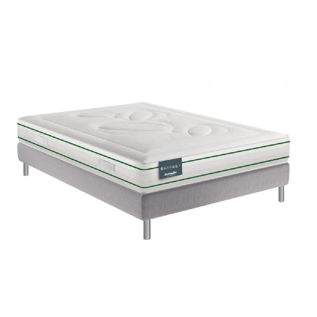 Ensemble Dunlopillo EUGEN 160 x 200 cm matelas 100% Latex 22 cm sommier à lattes fixe