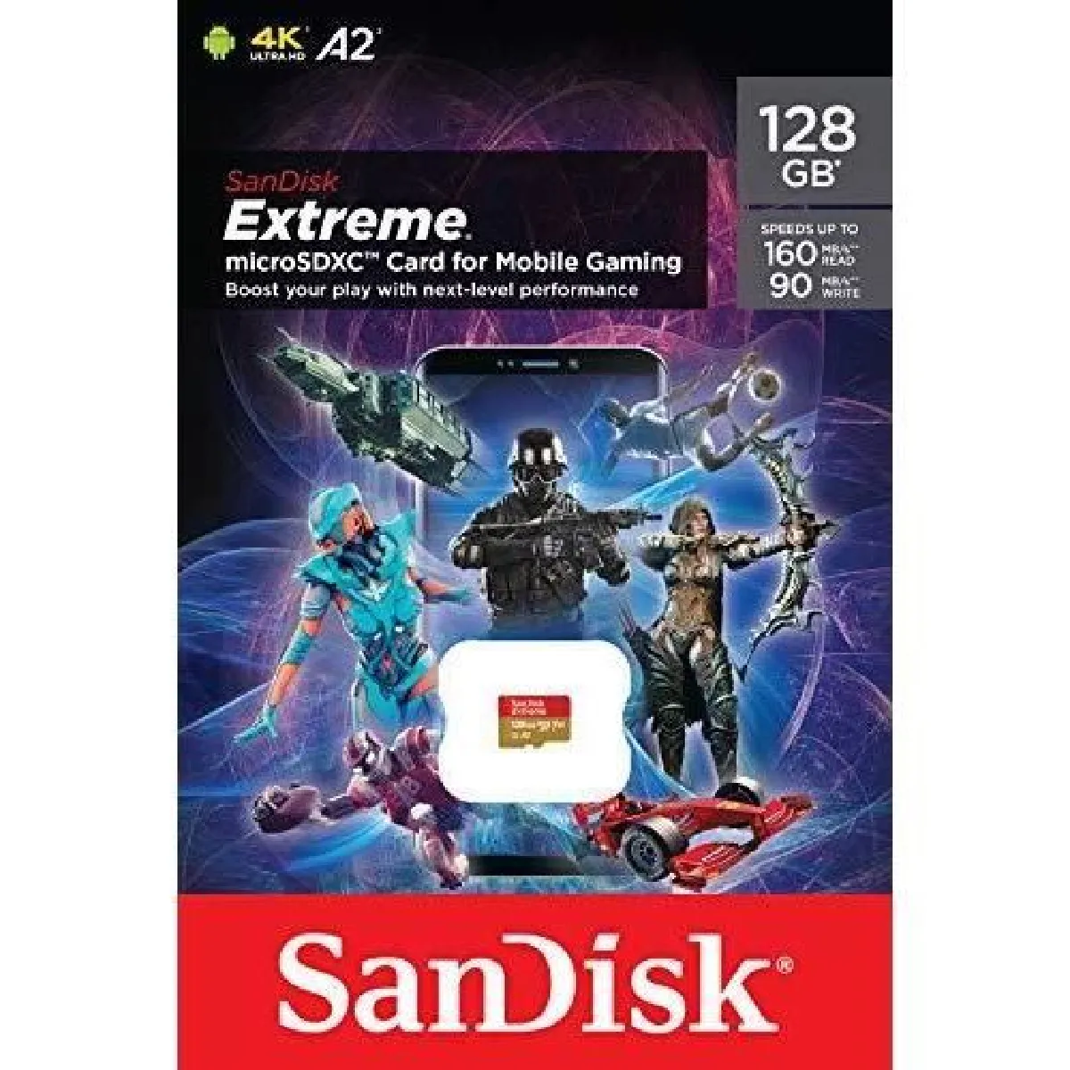 Carte microSD Extreme SanDisk 128 Go pour le mobile gaming