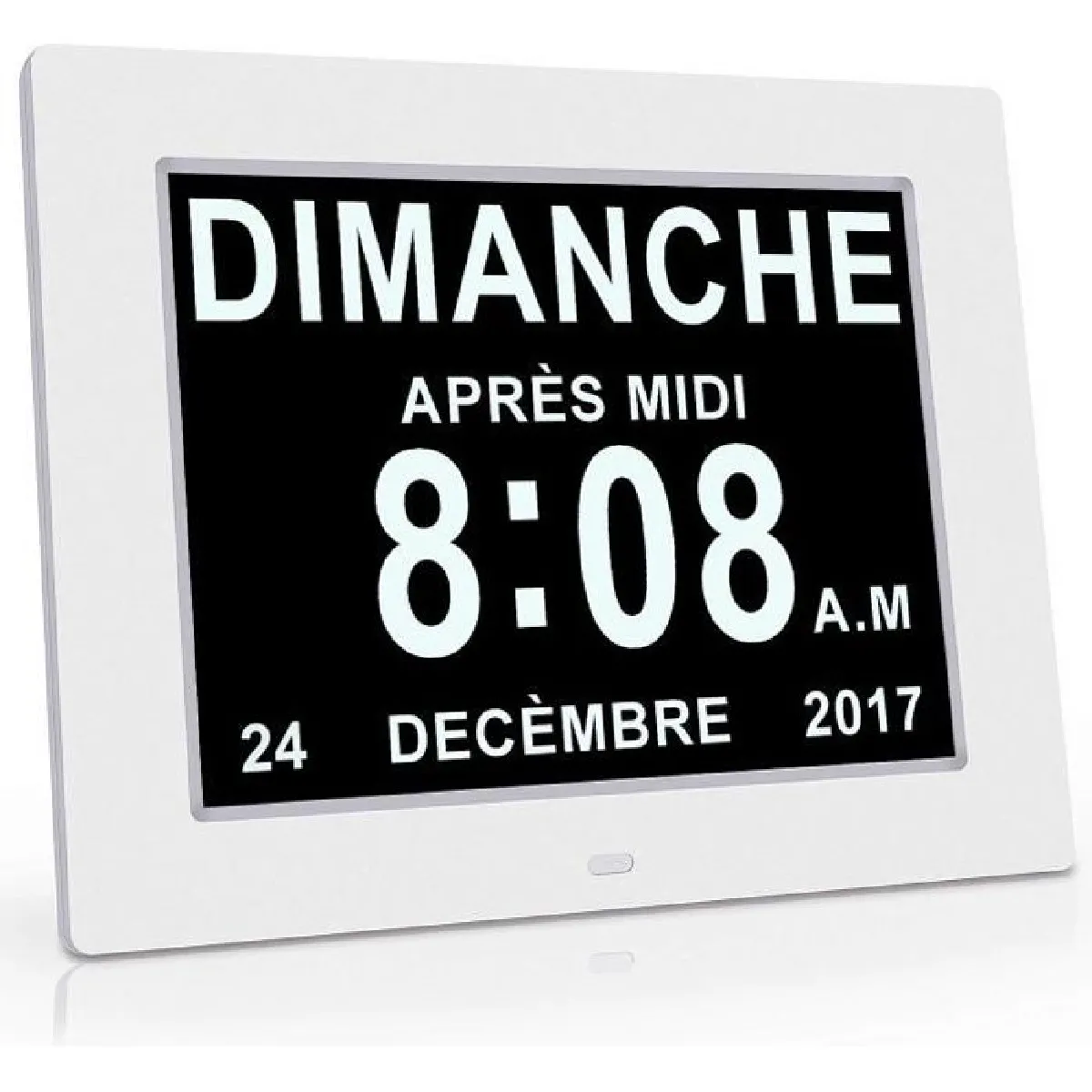 Horloge Calendrier - Alarme - Auto Dimming pour Les personnes âgées / alzheimer et les enfants - Blanc