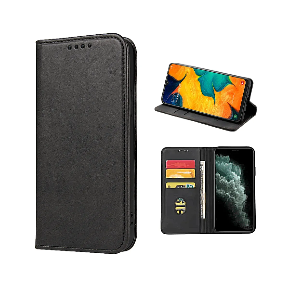 Coque MagneticFlipWallet pour Samsung Galaxy A14 - Noir