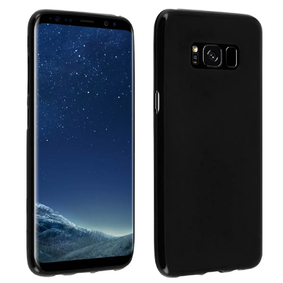 Coque silicone gel fine pour Samsung G955F Galaxy S8 Plus + film ecran - NOIR