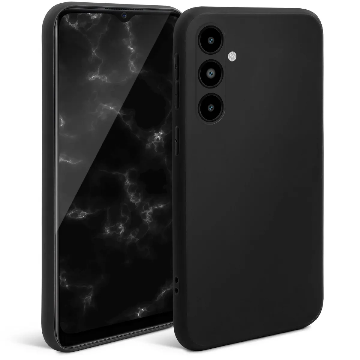 Moozy Minimalist Series Coque en Silicone pour Samsung A14, Noir - Finition Mate, Housse de Protection légère en TPU Souple et Mince avec Surface mate