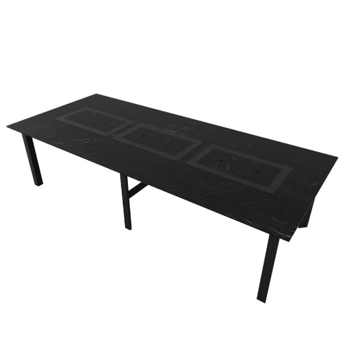 Table de jardin 10-12 personnes 280 X 120 X 75 cm - Noir effet marbré