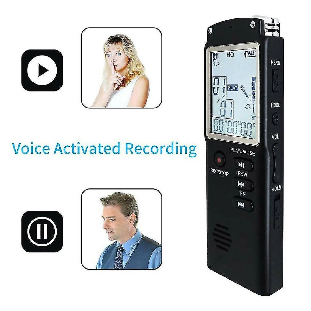 Enregistreur vocal 32 Go USB Professionnel 96 heures Dictaphone Digital Audio Voice Recorder avec WAV