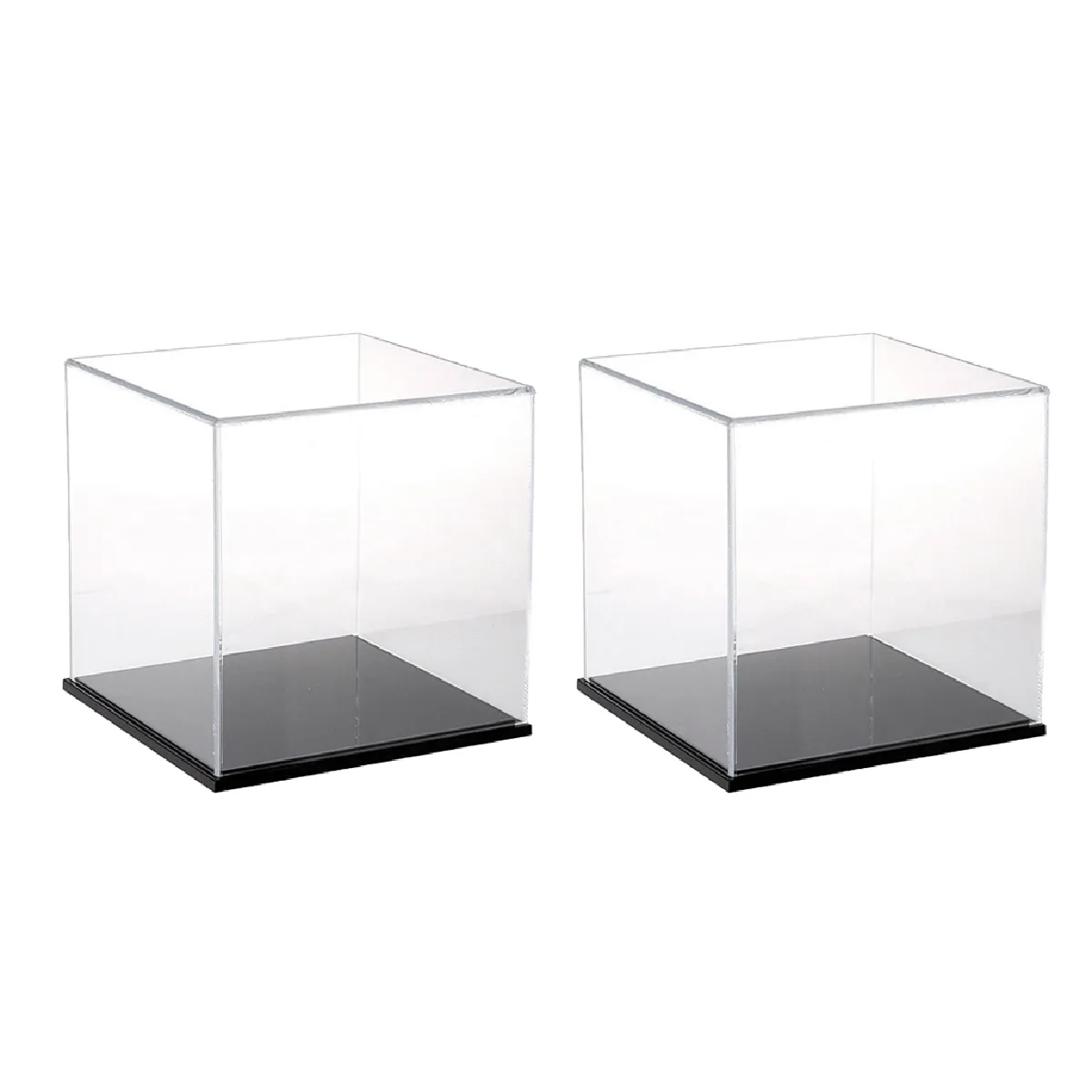 2pcs Vitrine Acrylique Boîte de Protection Cube Étanche Présentoir pour Modèle de Poupée Figurines d'Action 8cm