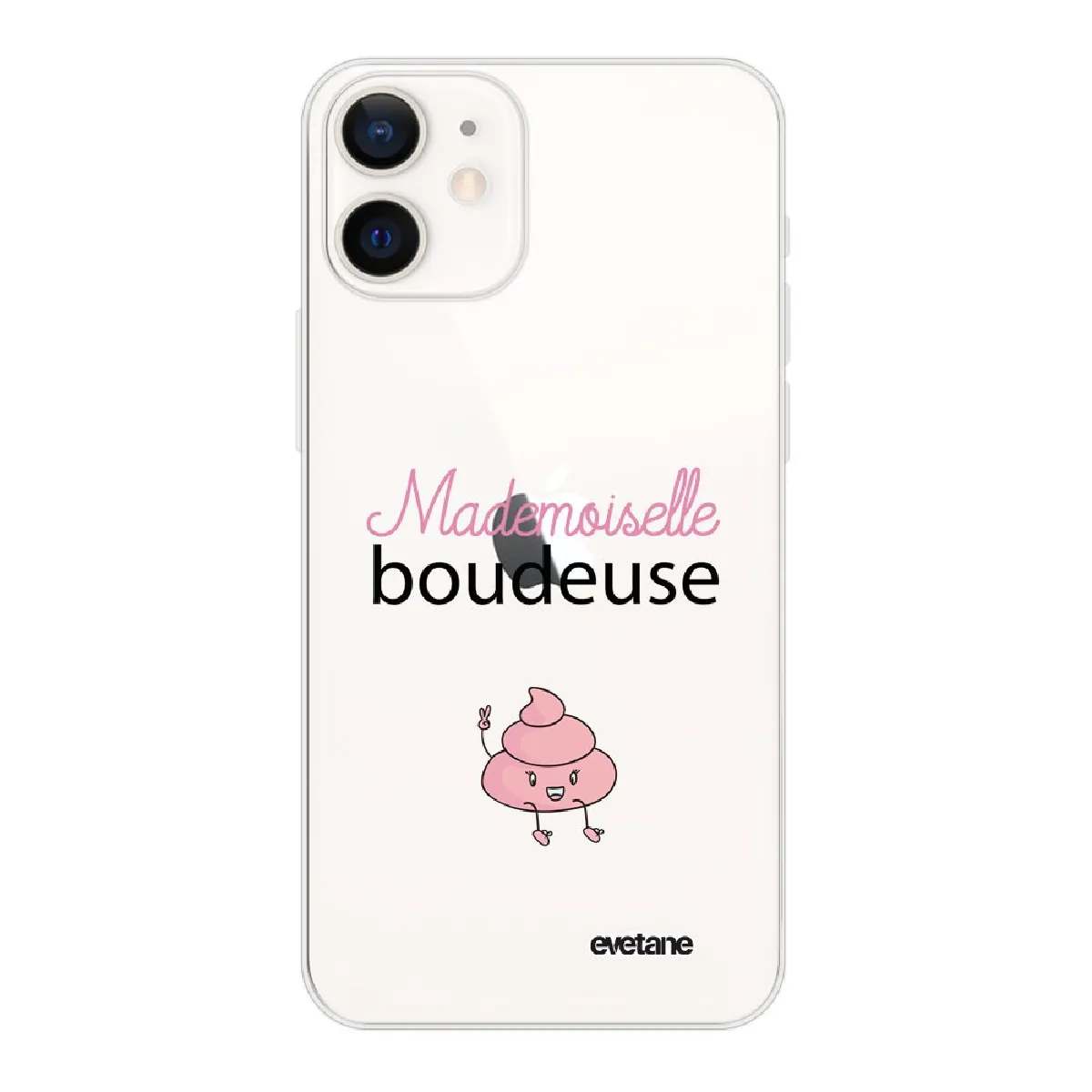 Coque iPhone 12 mini souple transparente Mademoiselle boudeuse Motif Ecriture Tendance Evetane