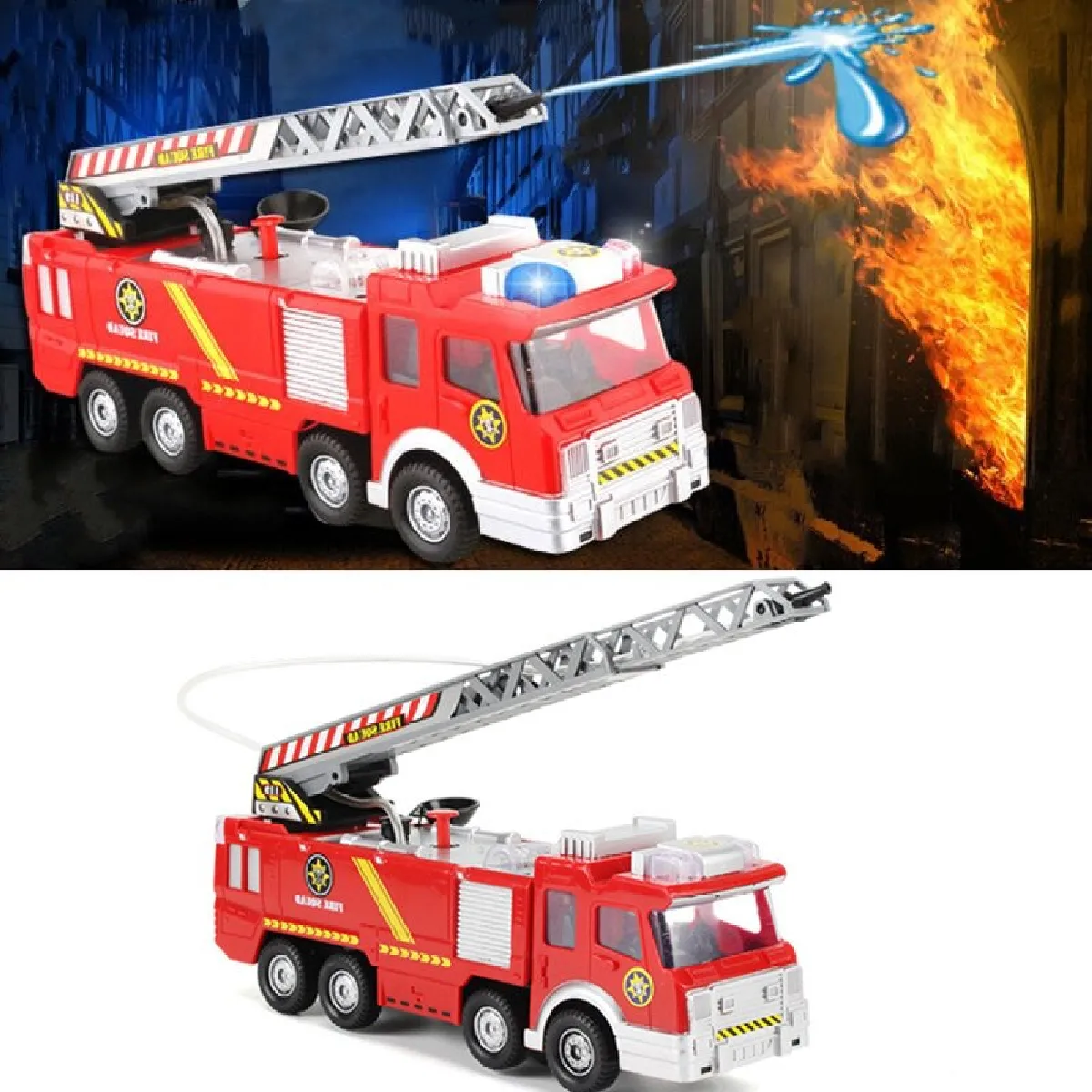 Nouveaux camions à jet d'eau, jouets, pompiers, camions électriques, voitures, musique, jouets éducatifs légers, enfants, garçons, enfants, jouets, cadeaux d'anniversaire.(Rouge)