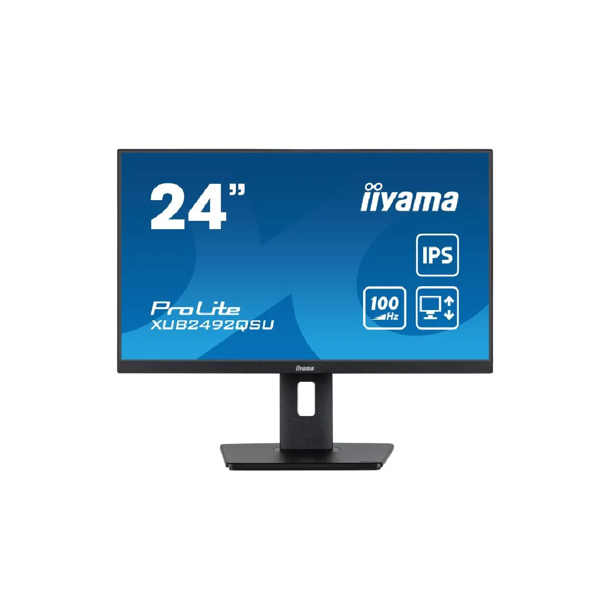 Ecran IIYAMA 23,8" Noir IPS 16:9 0.5ms WQHD 2560x1440 300 cd/m² 100Hz 1xHDMI 1xDisplayPort 3xUSB HUB (3.2) Haut parleurs 15cm pied réglable en haut Pivot