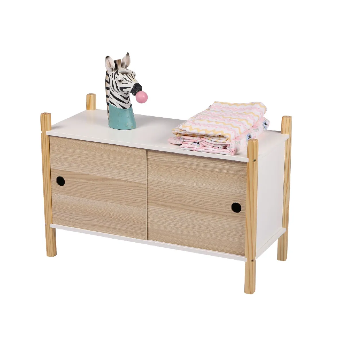 Armoire pour enfant Dream avec 2 portes coulissantes - Bois et Blanc