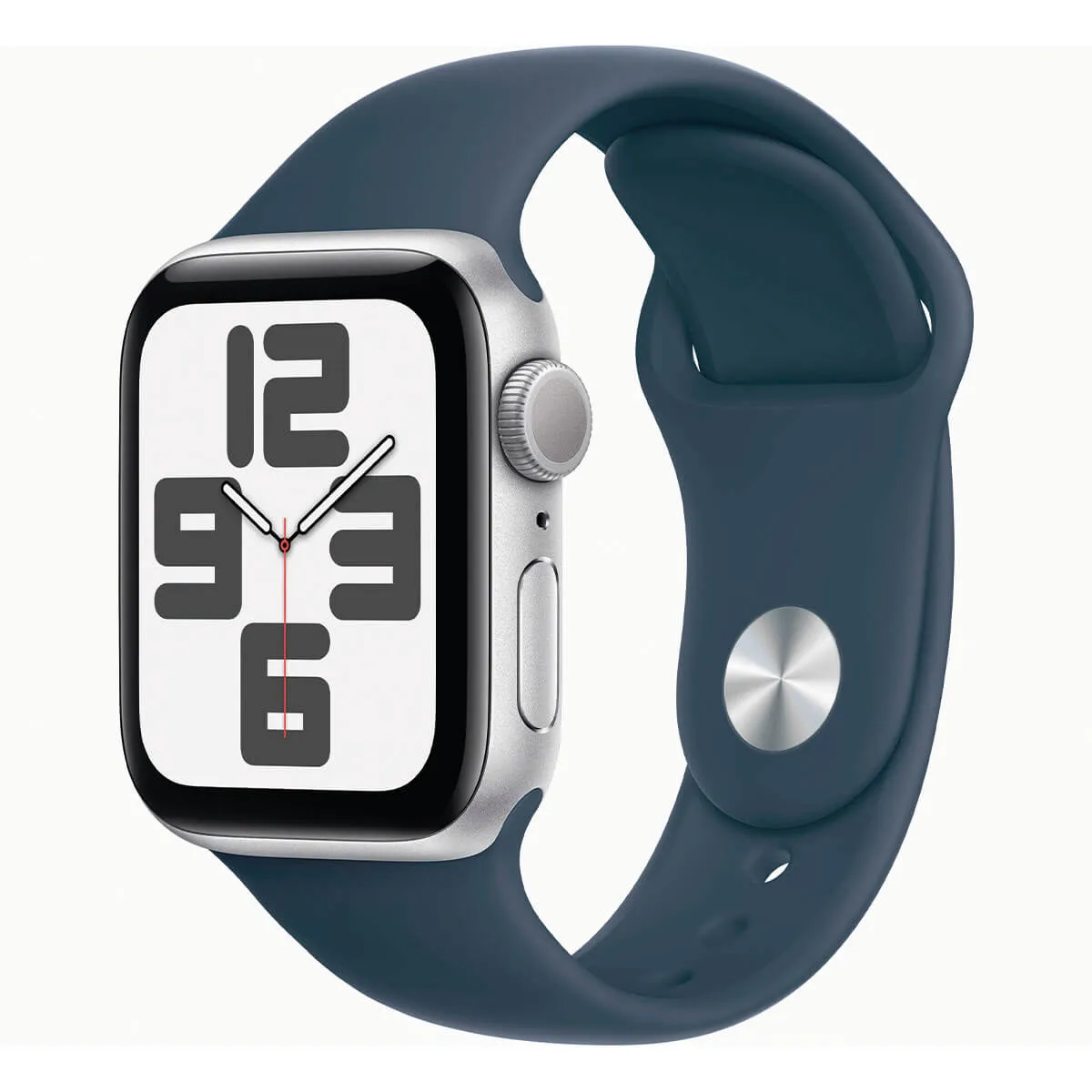 Apple Watch SE (2ª Gen) 2023 GPS 44mm Aluminium Argent (Silver) et Bracelet Sport Bleu (Storm Blue) - Taille M/L