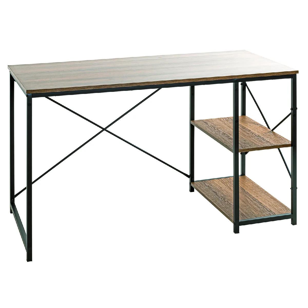 Bureau en métal noir et panneaux de particules chêne - Longueur 120 x Hauteur 74 x Profondeur 60 cm