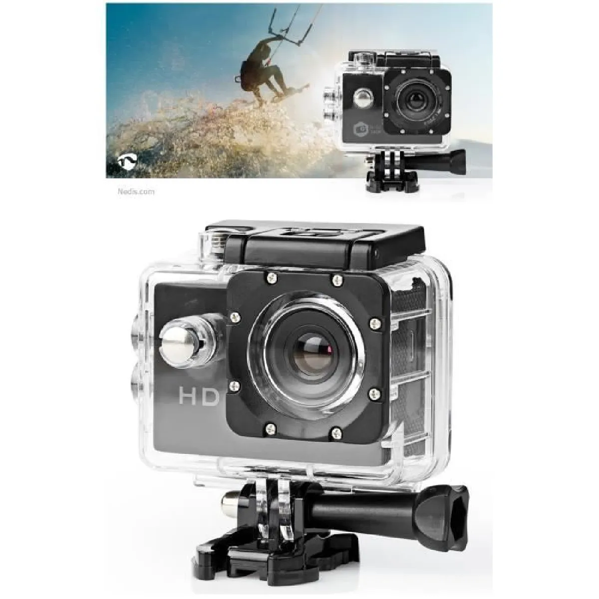 Caméra sport Type GOPRO 5 MPixel + Support Étanche 30.0 m 90 min Wi-Fi pour: Android™ / IOS