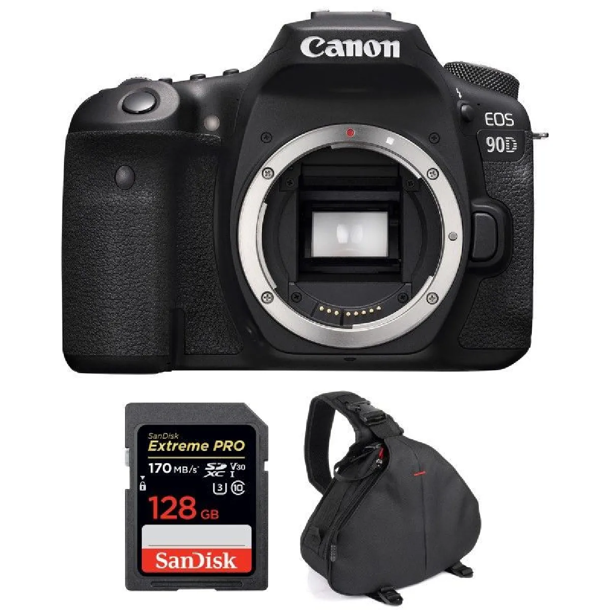 CANON EOS 90D Body + SANDISK Extreme Pro 128GB 170MB/s SDXC + Camera Bag