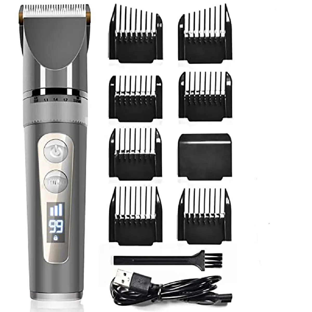 Coiffeur pince à cheveux coupe-barbe sans fil rechargeable rasoir électrique coupe-barbe homme rasoir rasoir barbe rasoir(Gris)