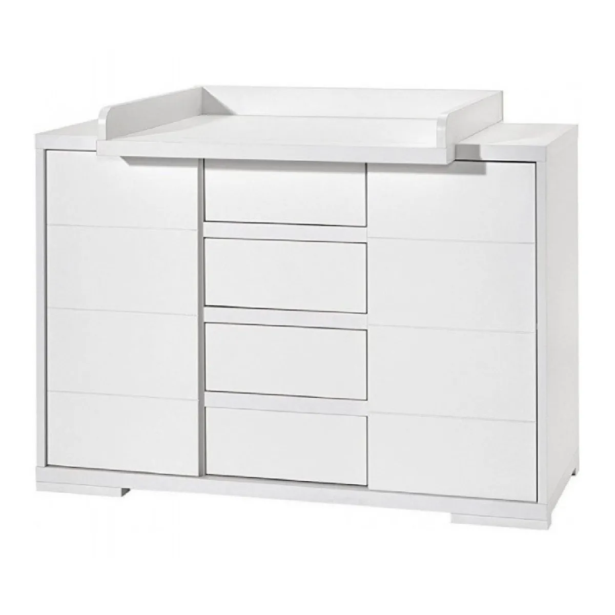 Commode avec plan à langer bois laqué blanc Maxx White L 126 x H 92 x P 53 cm