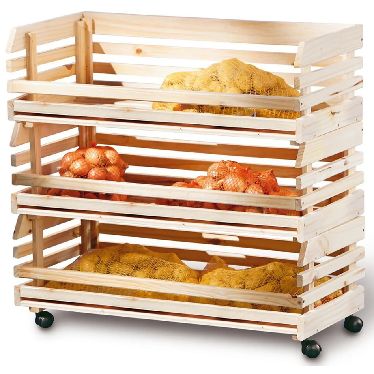 Grande Caisse Etagére cagette pour rangement en Bois empilables pour fruits et légumes, , 79 x 30 x 80 cm